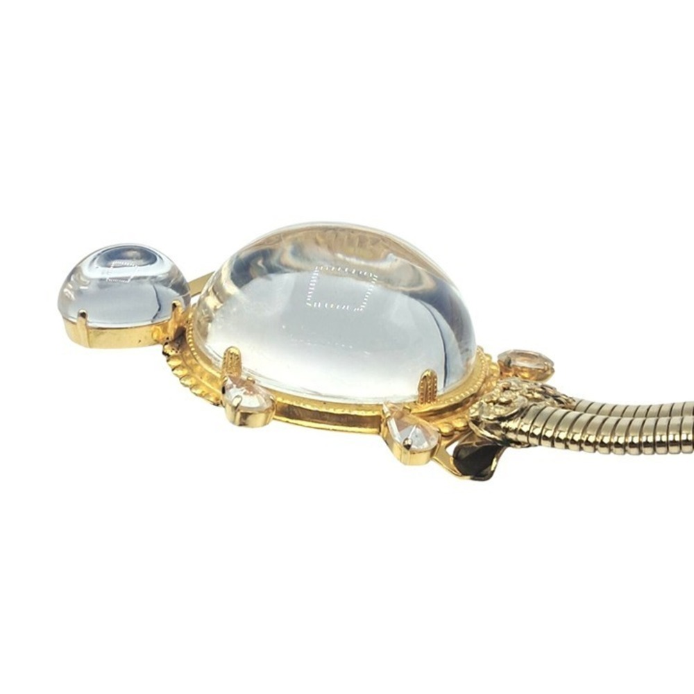 Schreiner Turtle Belt Clear Lucite High Domed Gold Tone Slinky Unsigned Vintage - Picture 3 of 7